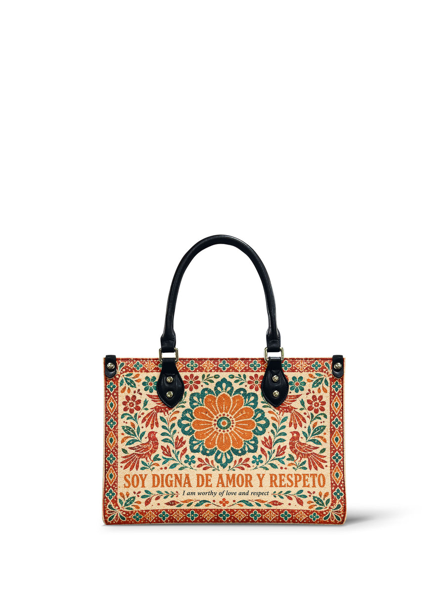 "Soy digna de amor y respeto" ver.5 Small Leather Handbag