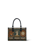"Feroz. Arraigada. Radiante" ver.1 Small Leather Handbag - front view | Paleta Bags