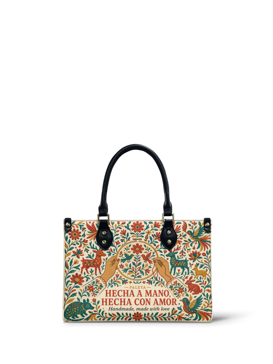 "Hecha a mano, hecha con amor" ver.1 Small Leather Handbag