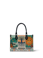"Feroz. Arraigada. Radiante" ver.3 Small Leather Handbag - front view | Paleta Bags