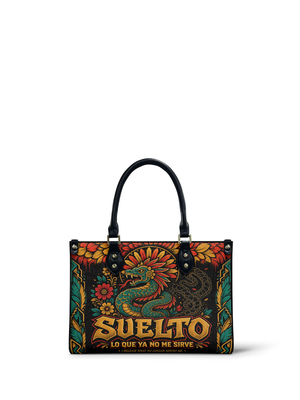 "Suelto lo que ya no me sirve" ver.2 Small Leather Handbag - front view | Paleta Bags