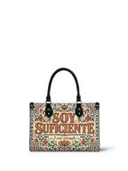 "Soy suficiente, tal y como soy" ver.1 Small Leather Handbag - front view | Paleta Bags
