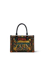 "Feroz. Arraigada. Radiante" ver.5 Small Leather Handbag - front view | Paleta Bags