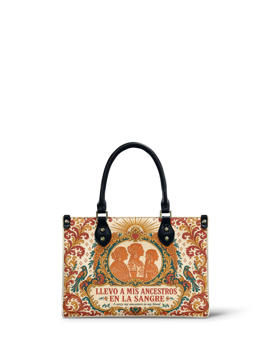"Llevo a mis ancestros en la sangre" ver.5 Small Leather Handbag
