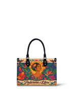 "Poderosa y Libre" ver.2 Small Leather Handbag - front view | Paleta Bags
