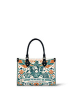 "Llevada por mujeres que inspiran" ver.3 Small Leather Handbag - front view | Paleta Bags