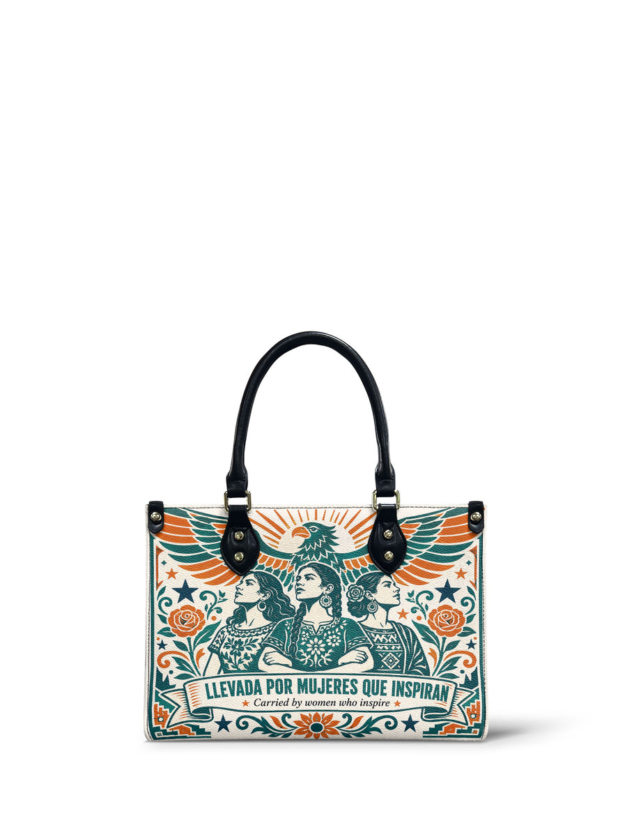 "Llevada por mujeres que inspiran" ver.3 Small Leather Handbag