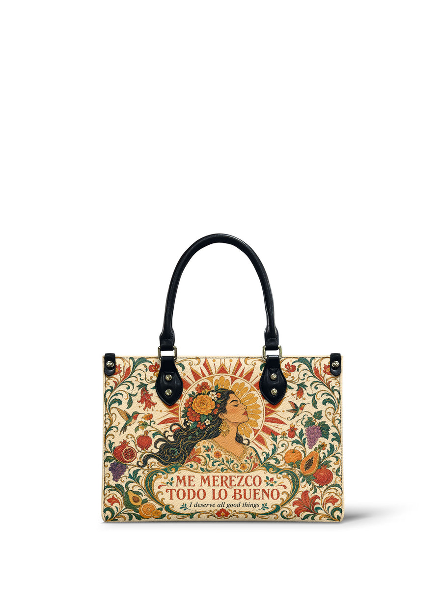 "Me merezco todo lo bueno" ver.3 Small Leather Handbag