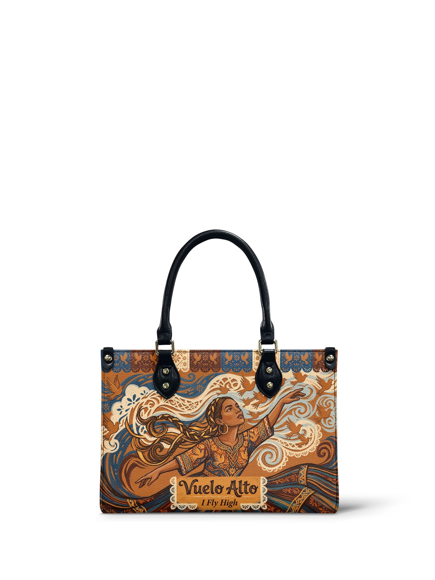 "Vuelo Alto" ver.3 Small Leather Handbag - front view | Paleta Bags
