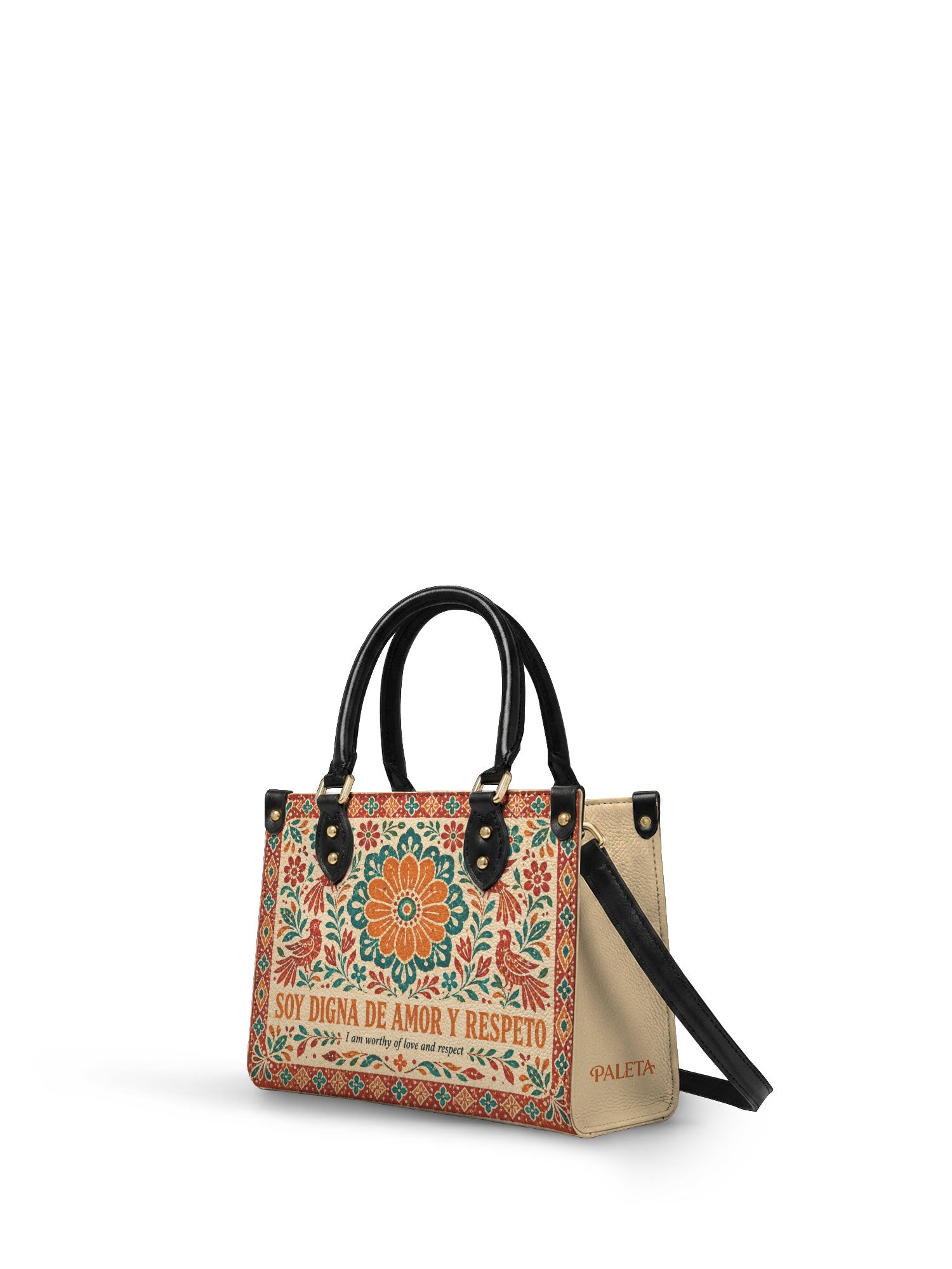 "Otomi Wild Embroidery" ver.5 Small Leather Handbag - side view | Paleta Bags