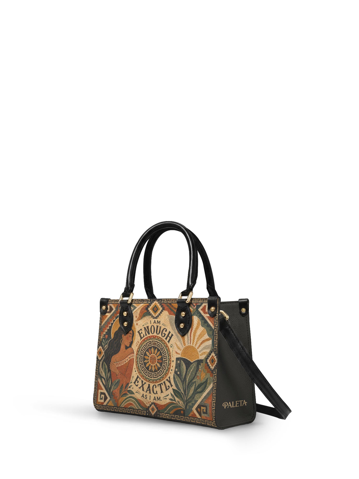 "Soy suficiente, tal y como soy" ver.5 Small Leather Handbag - side view | Paleta Bags