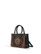 "Me levanto con el sol y llevo el fuego" ver.3 Small Leather Handbag - side view | Paleta Bags
