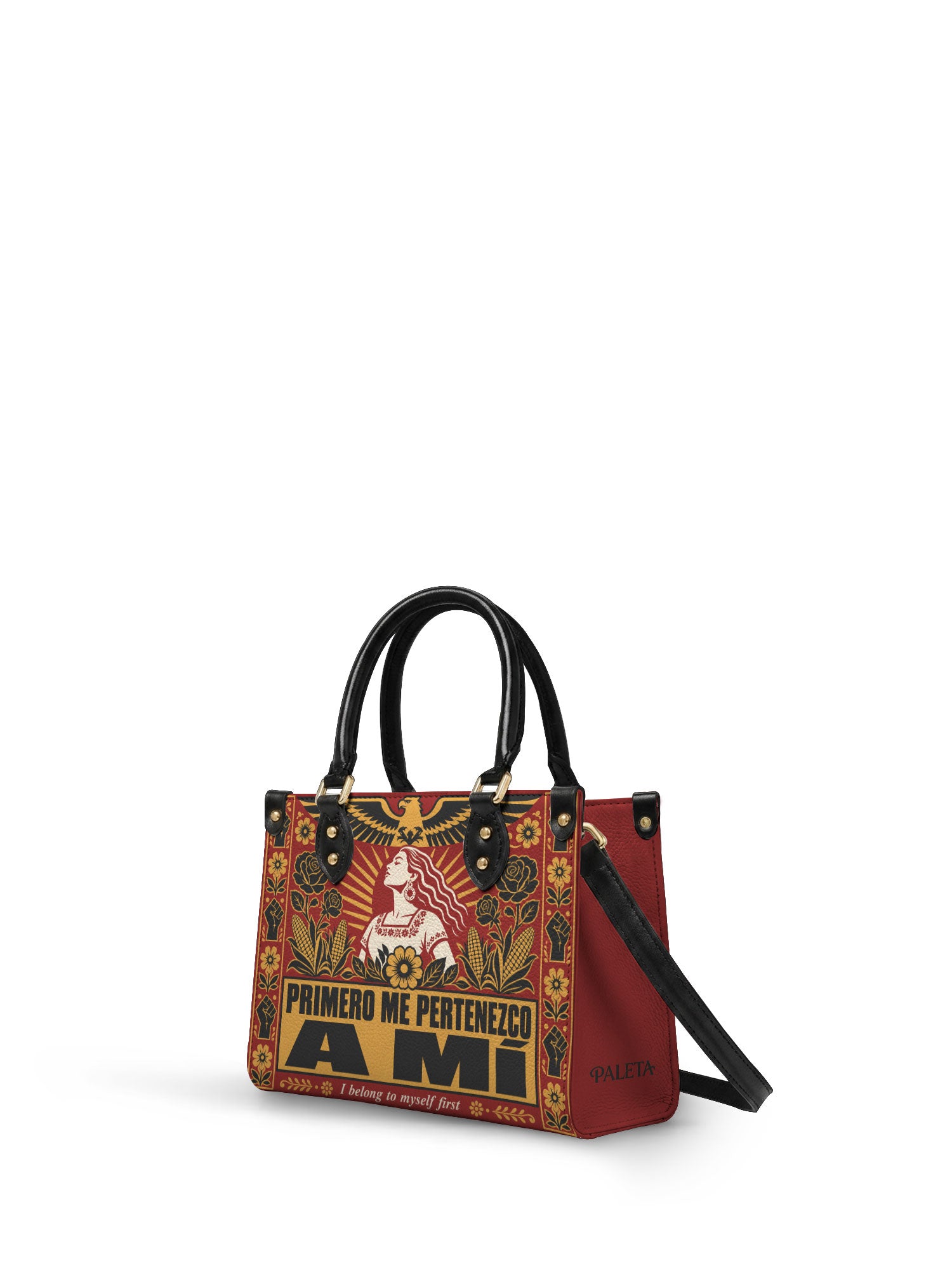 "Primero me pertenezco a mí" ver.3 Small Leather Handbag - side view | Paleta Bags