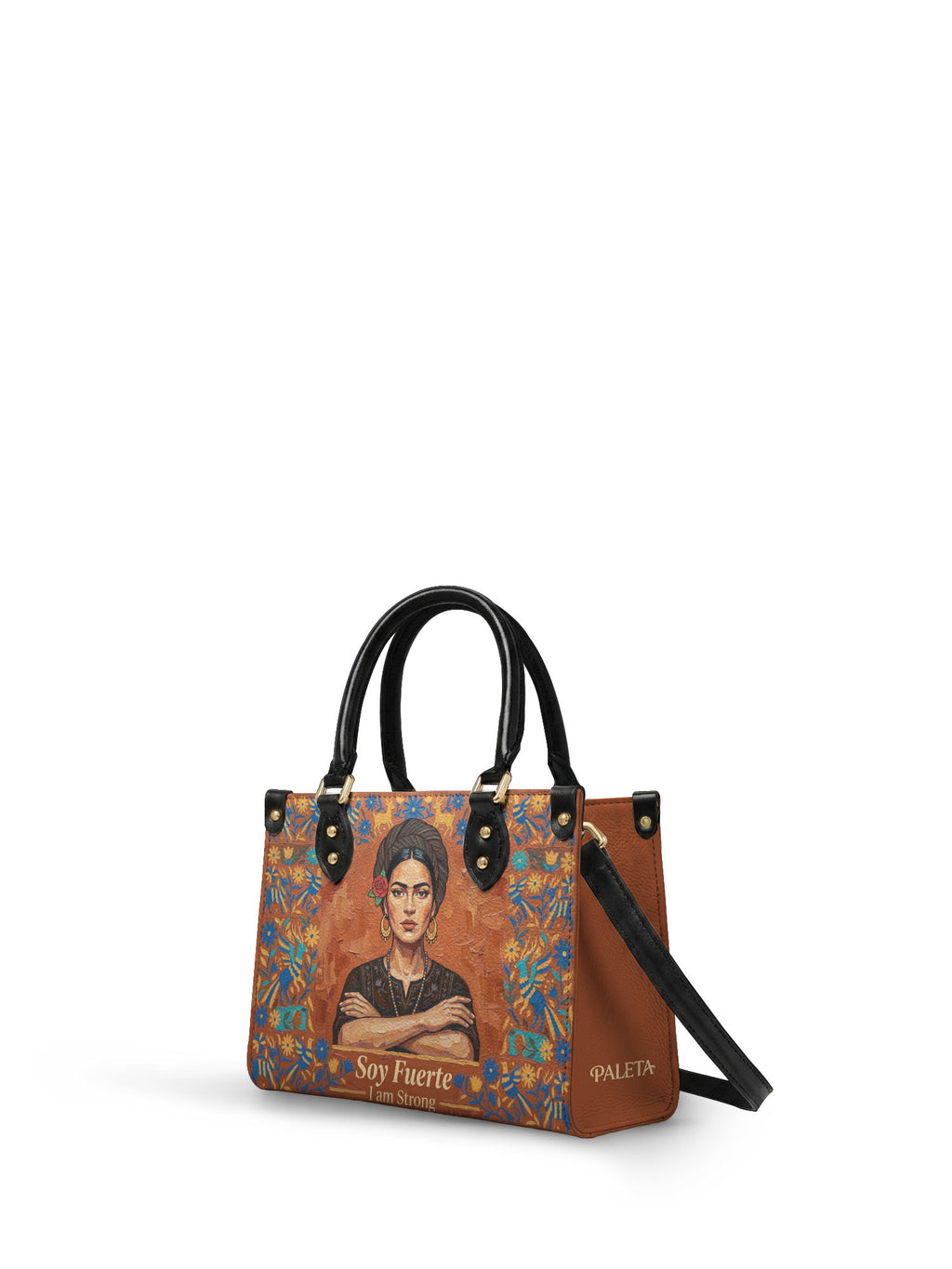 "Soy Fuerte" ver.5 Small Leather Handbag - side view | Paleta Bags