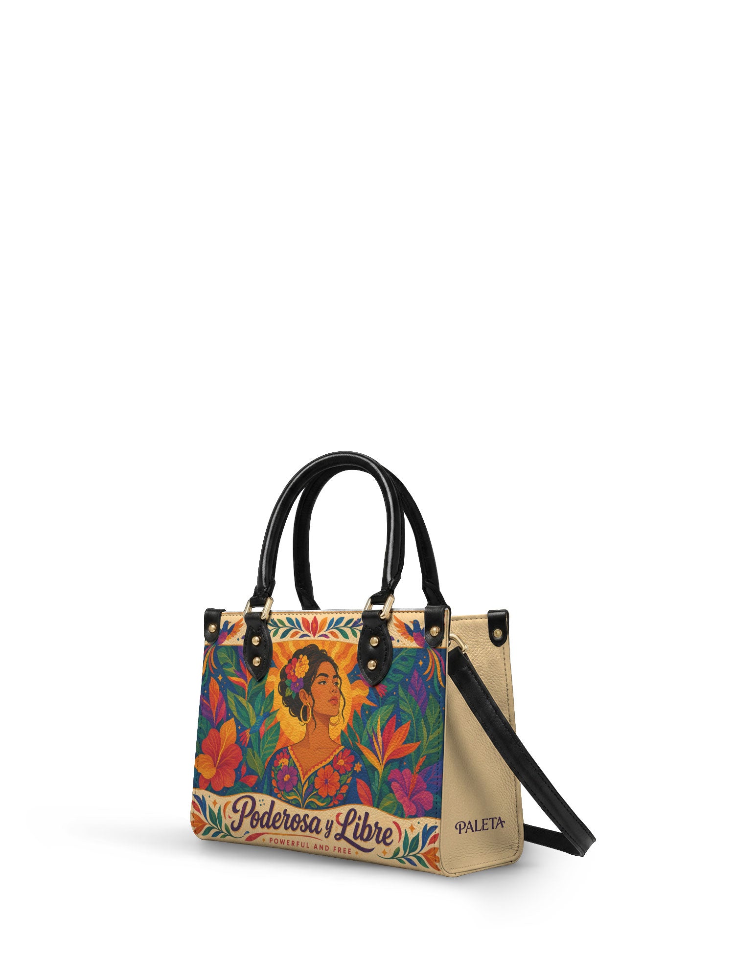 "Poderosa y Libre" ver.2 Small Leather Handbag - side view | Paleta Bags