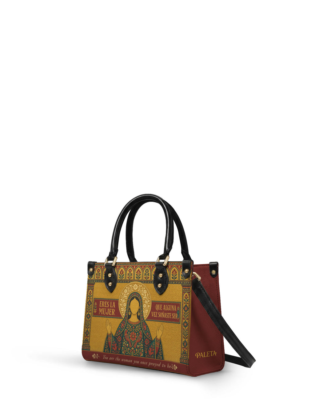 "Eres la mujer que alguna vez soñaste ser" ver.6 Small Leather Handbag - side view | Paleta Bags