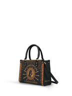 "Me levanto con el sol y llevo el fuego" ver.1 Small Leather Handbag - side view | Paleta Bags