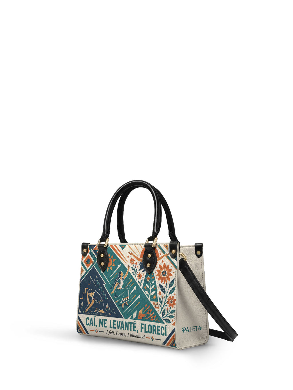 "Caí, me levanté, florecí" ver.3 Small Leather Handbag - side view | Paleta Bags