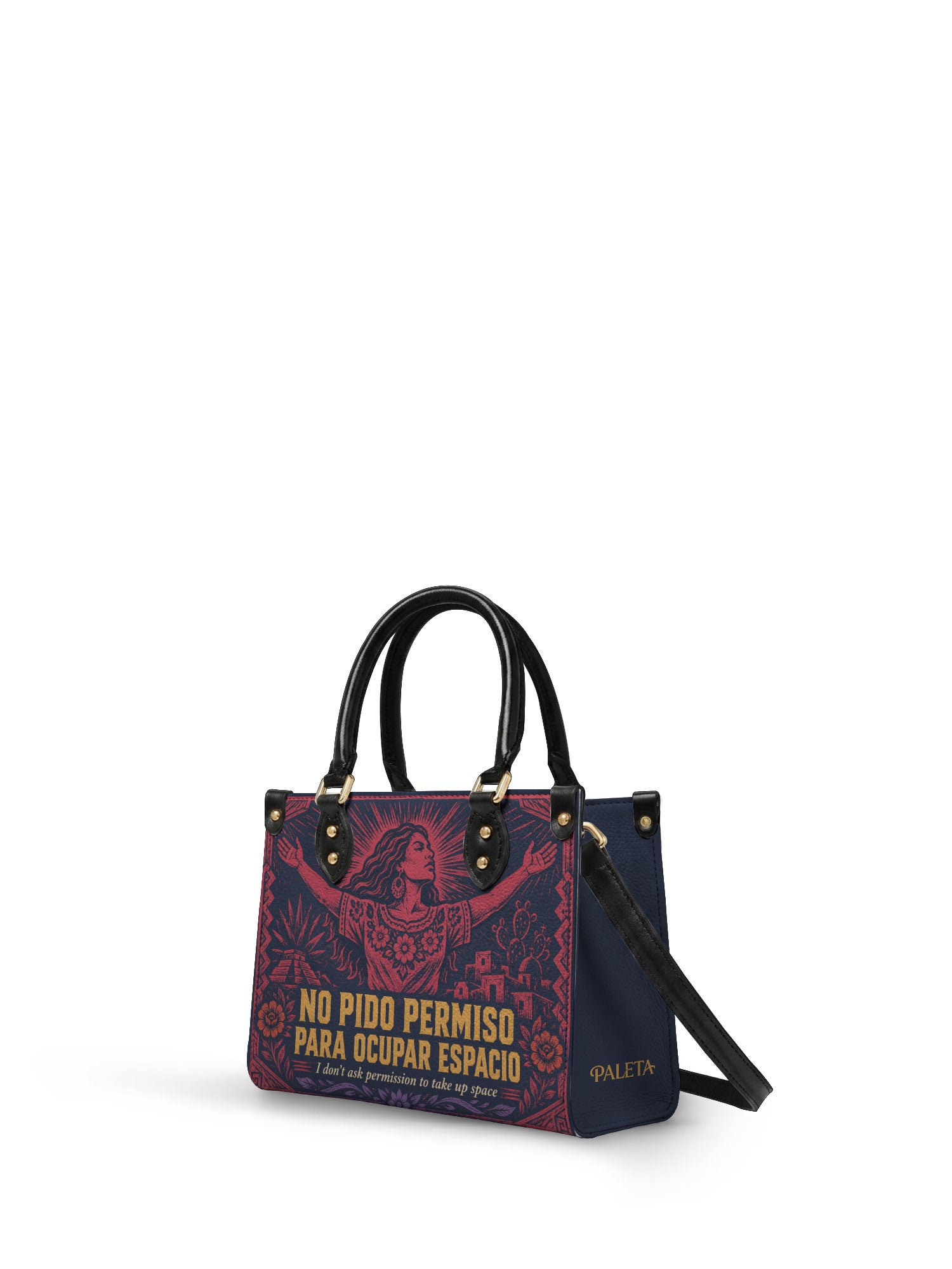 "No pido permiso para ocupar espacio" ver.2 Small Leather Handbag - side view | Paleta Bags