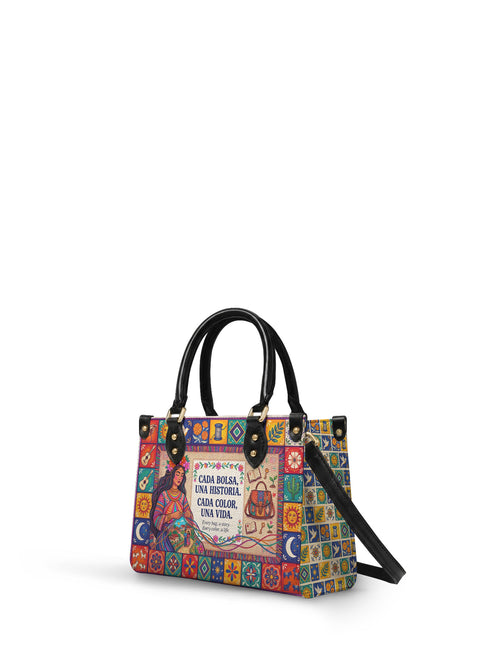 "Cada bolsa, una historia" ver.2 Small Leather Handbag - side view