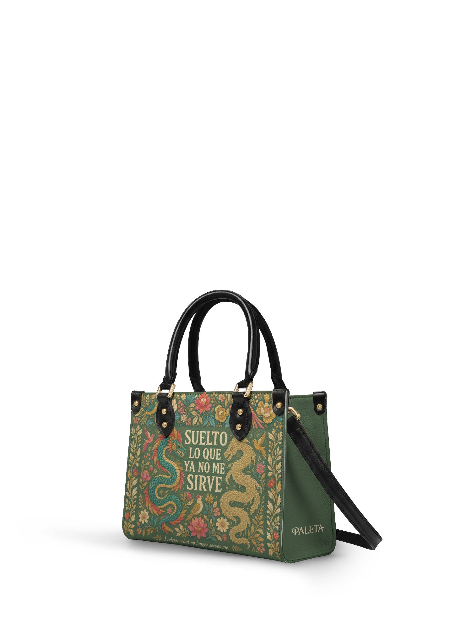 "Suelto lo que ya no me sirve" ver.3 Small Leather Handbag - side view | Paleta Bags