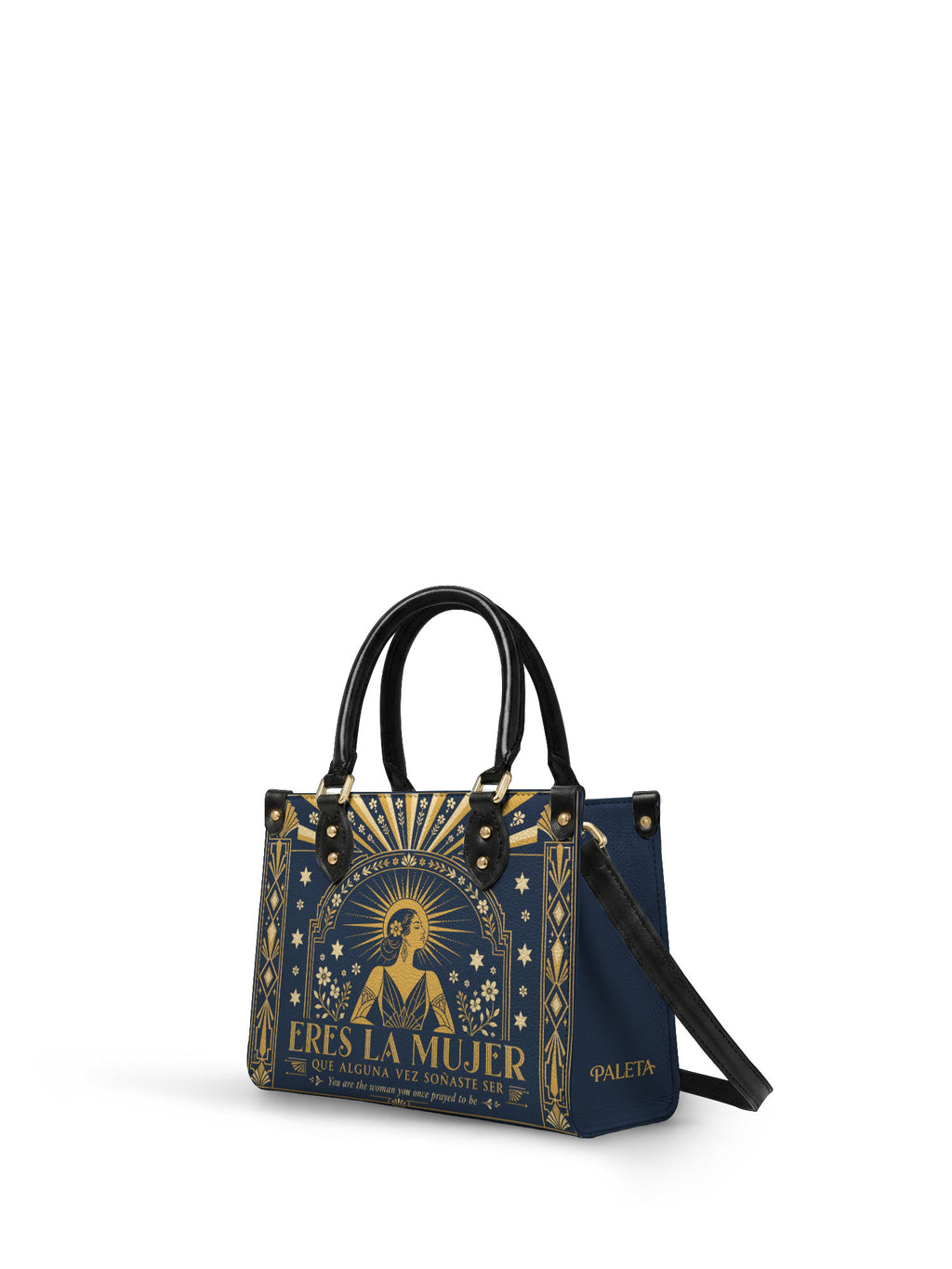 "Eres la mujer que alguna vez soñaste ser" ver.7 Small Leather Handbag - side view | Paleta Bags