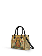 "Mi amor propio es sagrado" ver.2 Small Leather Handbag - side view | Paleta Bags