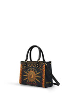 "Me levanto con el sol y llevo el fuego" ver.2 Small Leather Handbag - side view | Paleta Bags