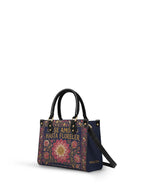 "Se amó hasta florecer" ver.4 Small Leather Handbag - side view | Paleta Bags