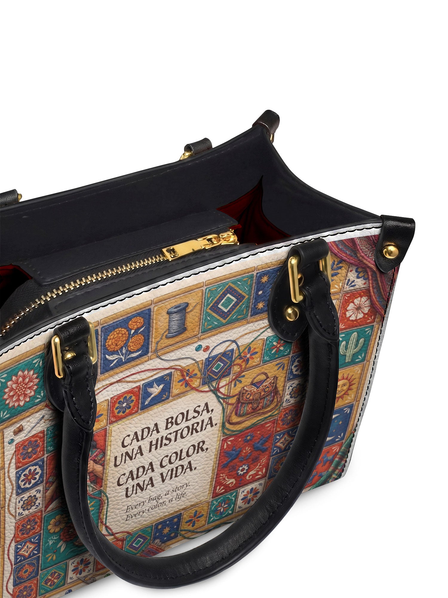 "Cada bolsa, una historia" ver.1 Small Leather Handbag - detail