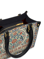 "Mi cultura es mi poder" ver.3 Small Leather Handbag - detail | Paleta Bags