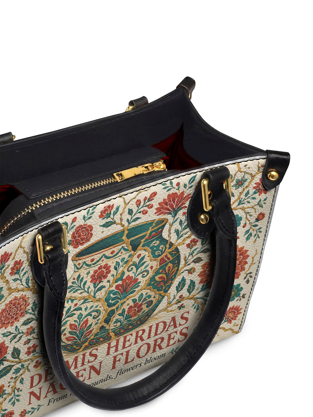 "De mis heridas nacen flores" ver.2 Small Leather Handbag - detail | Paleta Bags