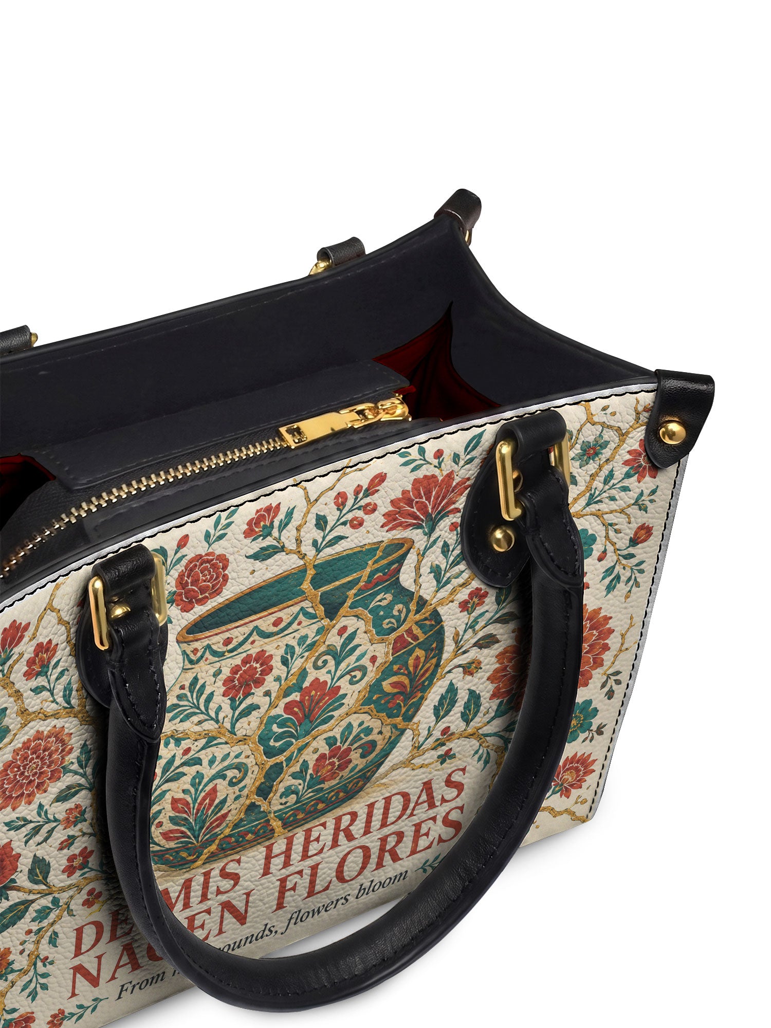 "De mis heridas nacen flores" ver.2 Small Leather Handbag - detail | Paleta Bags
