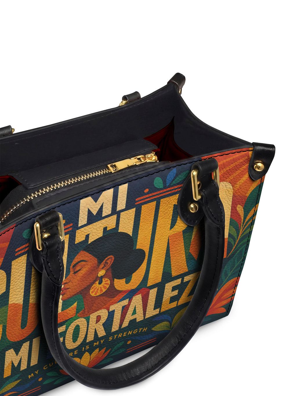 "Mi cultura es mi fortaleza" ver.2 Small Leather Handbag - detail | Paleta Bags