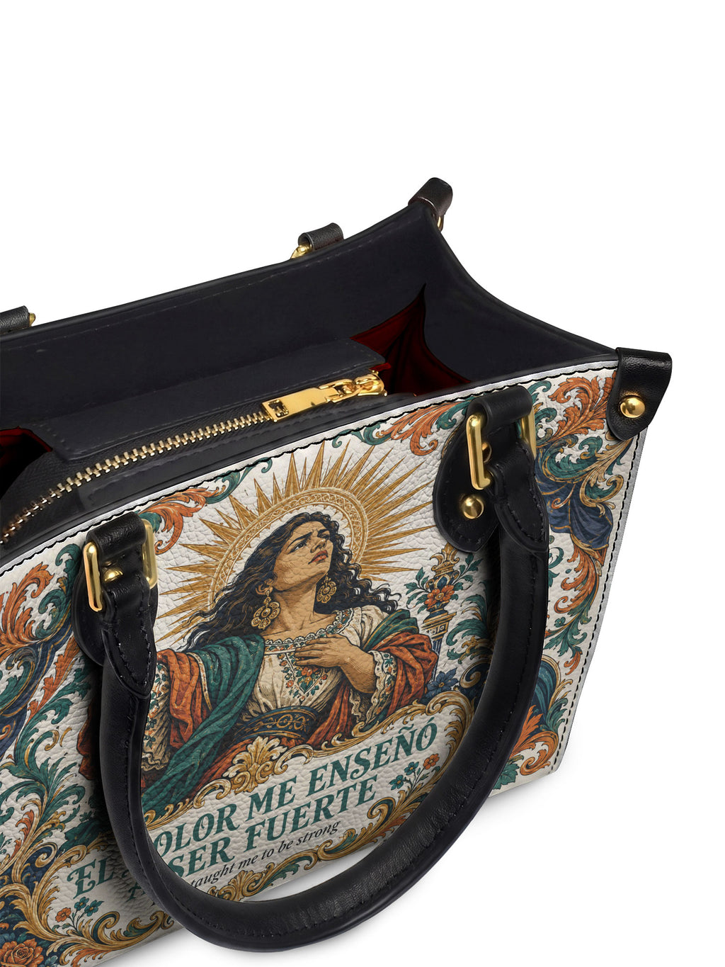 "El dolor me enseñó a ser fuerte" ver.5 Small Leather Handbag - detail | Paleta Bags