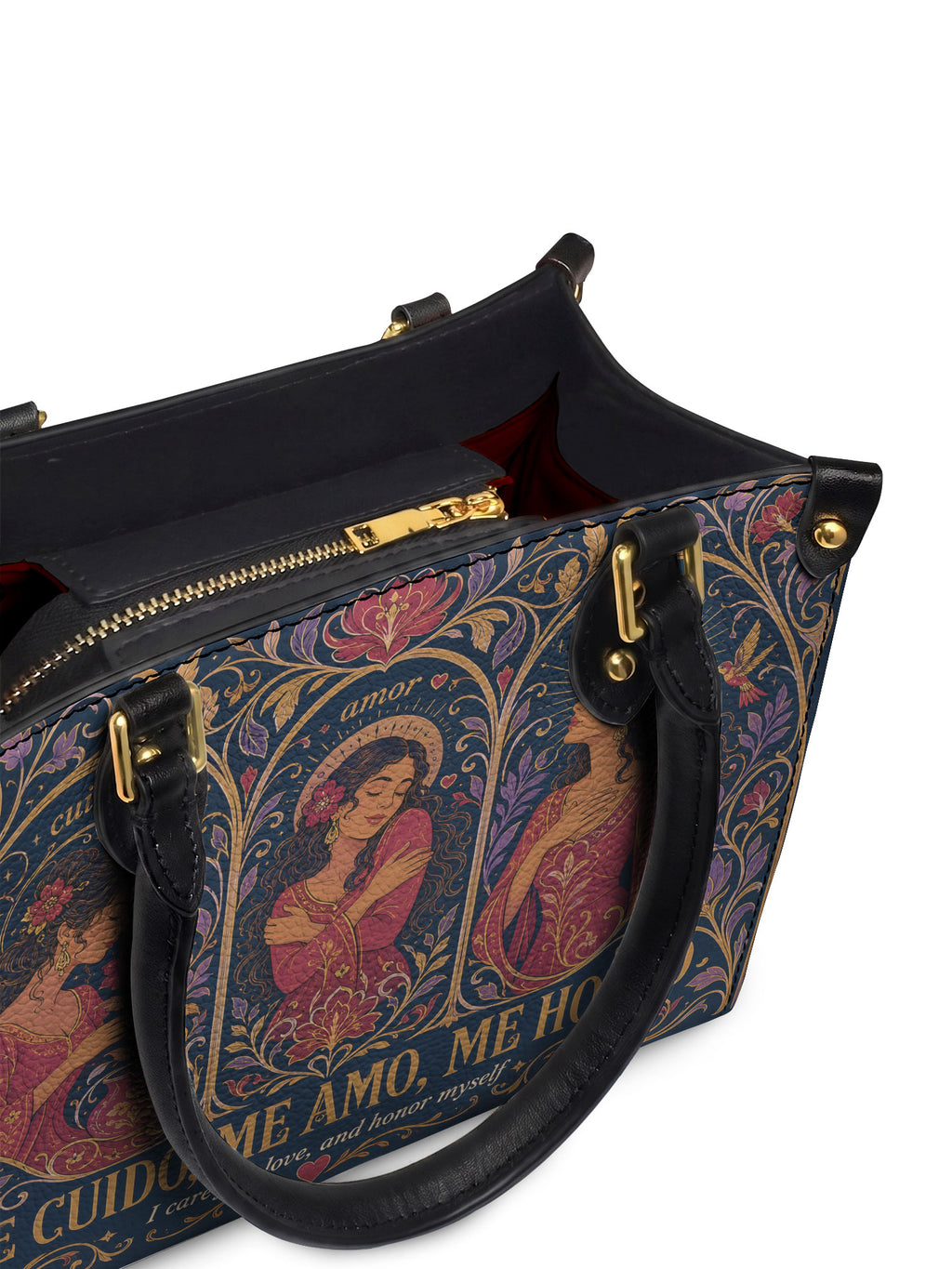 "Me cuido, me amo, me honro" ver.3 Small Leather Handbag - detail | Paleta Bags