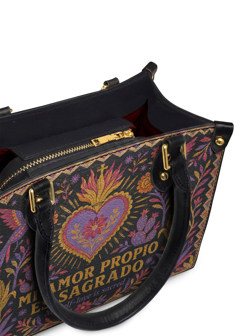 "Mi amor propio es sagrado" ver.4 Small Leather Handbag - detail | Paleta Bags