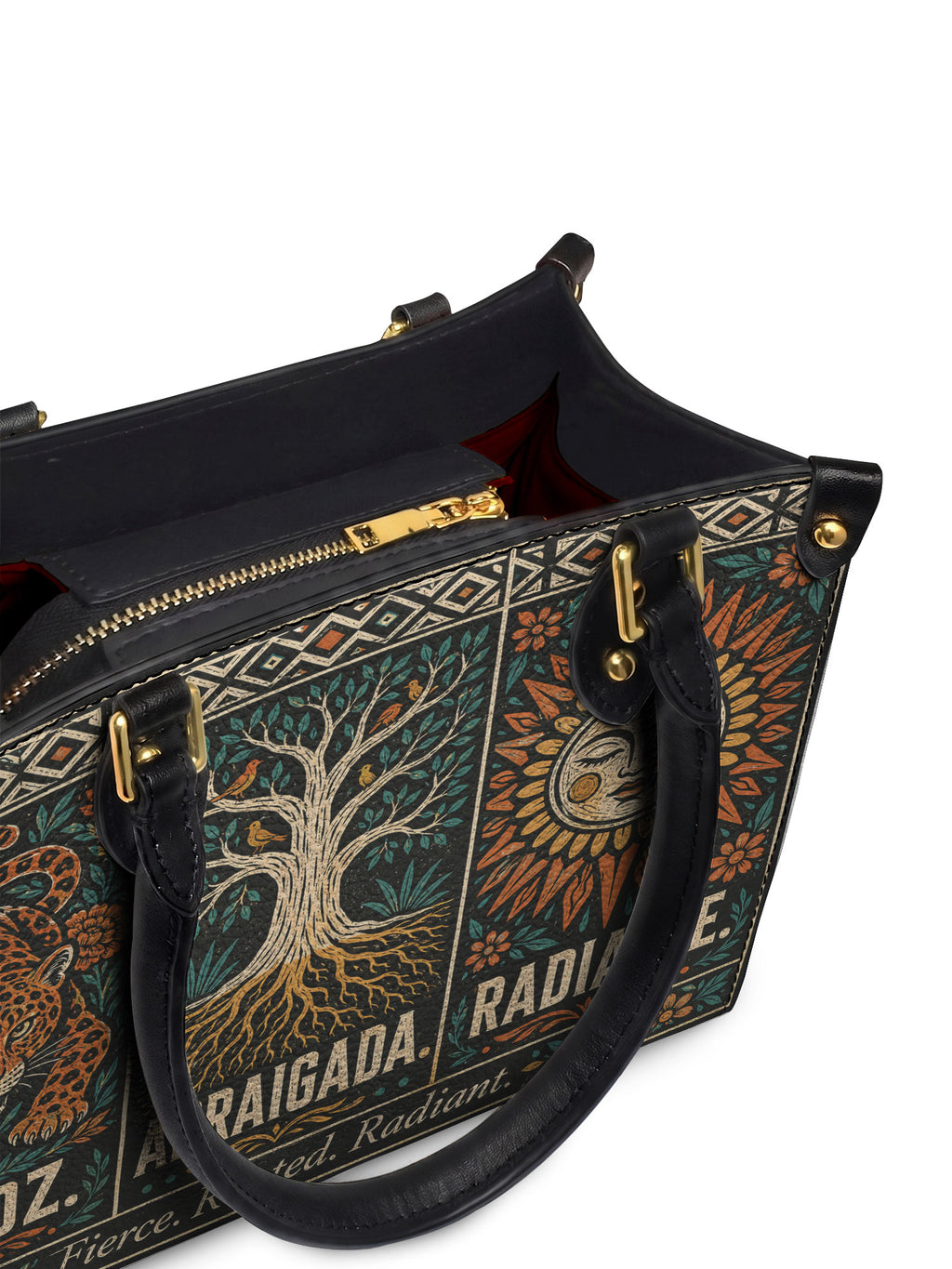 "Feroz. Arraigada. Radiante" ver.1 Small Leather Handbag - detail | Paleta Bags