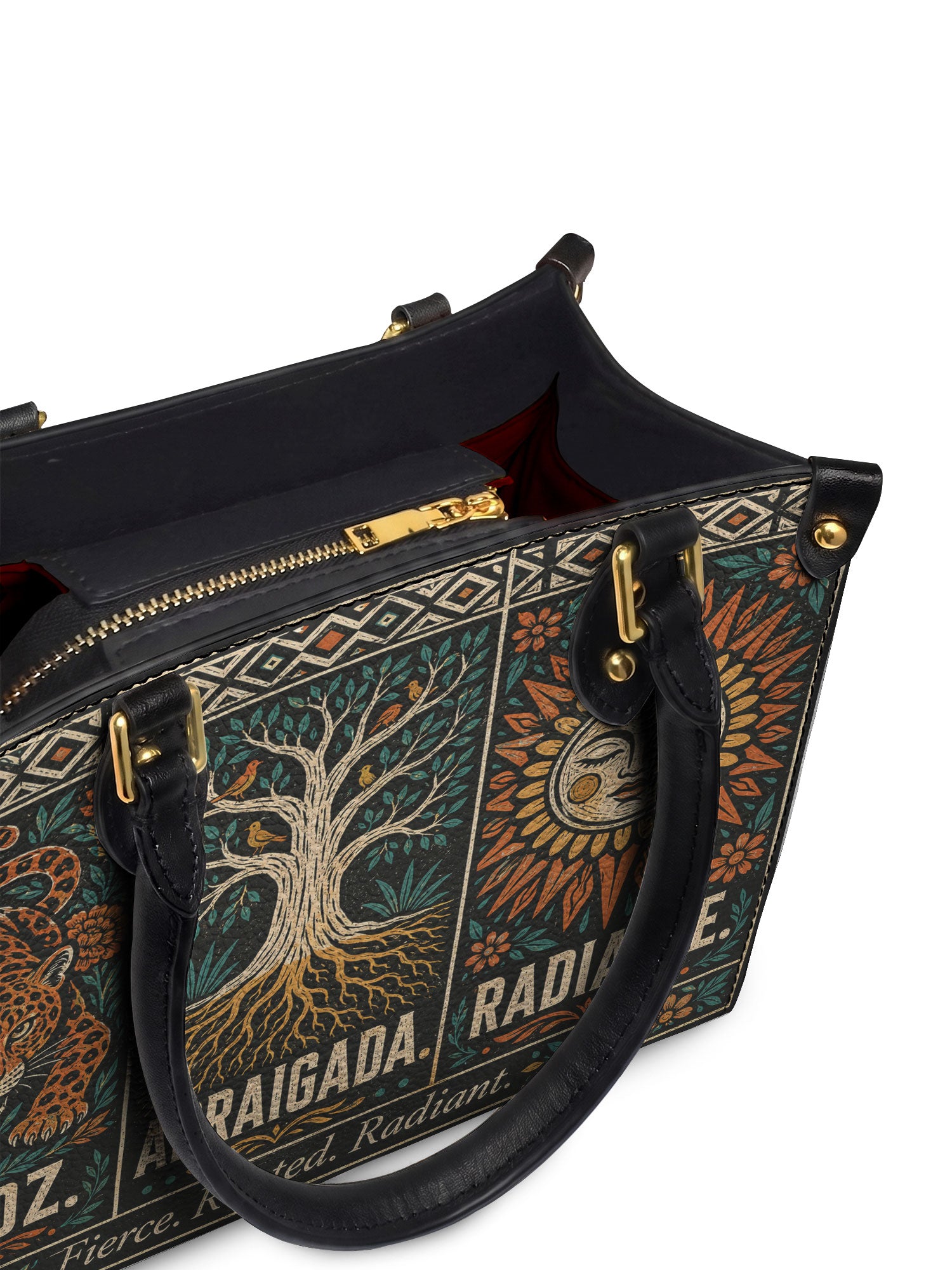 "Feroz. Arraigada. Radiante" ver.1 Small Leather Handbag - detail | Paleta Bags
