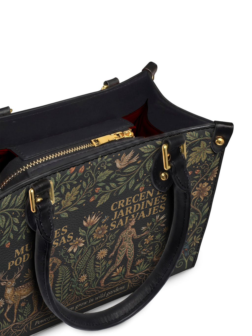 "Las mujeres poderosas crecen en jardines salvajes" ver.3 Small Leather Handbag - detail | Paleta Bags