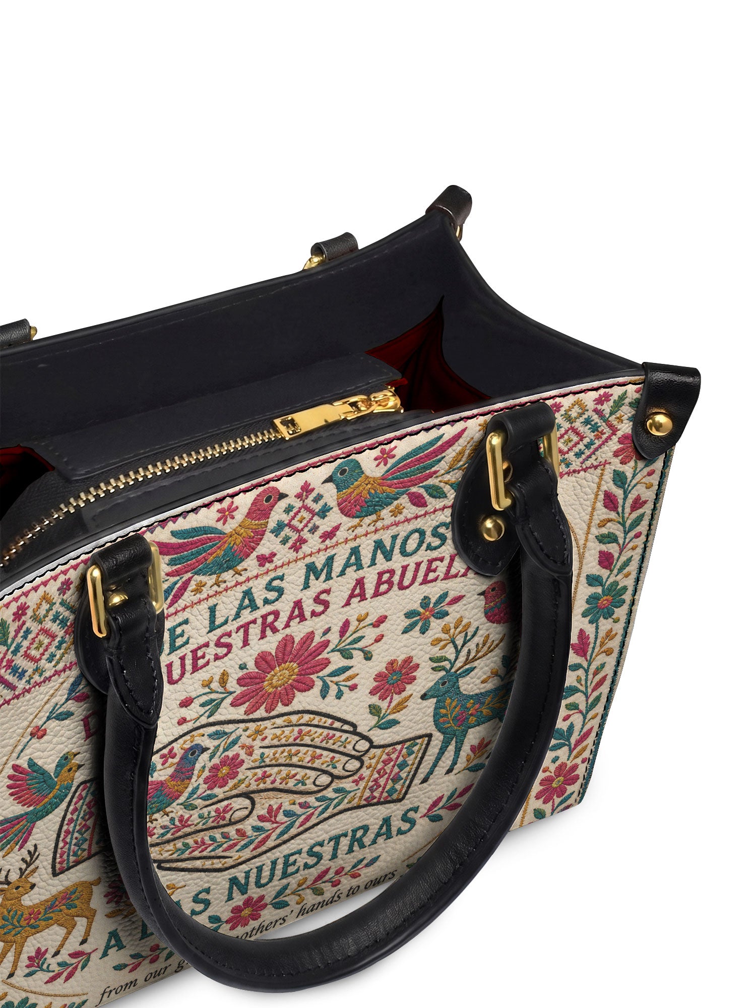 "De las manos de nuestras abuelas a las nuestras" ver.1 Small Leather Handbag - detail | Paleta Bags