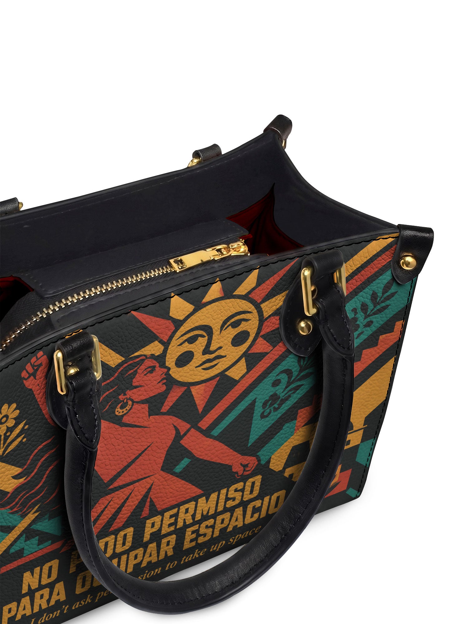 "No pido permiso para ocupar espacio" ver.1 Small Leather Handbag - detail | Paleta Bags