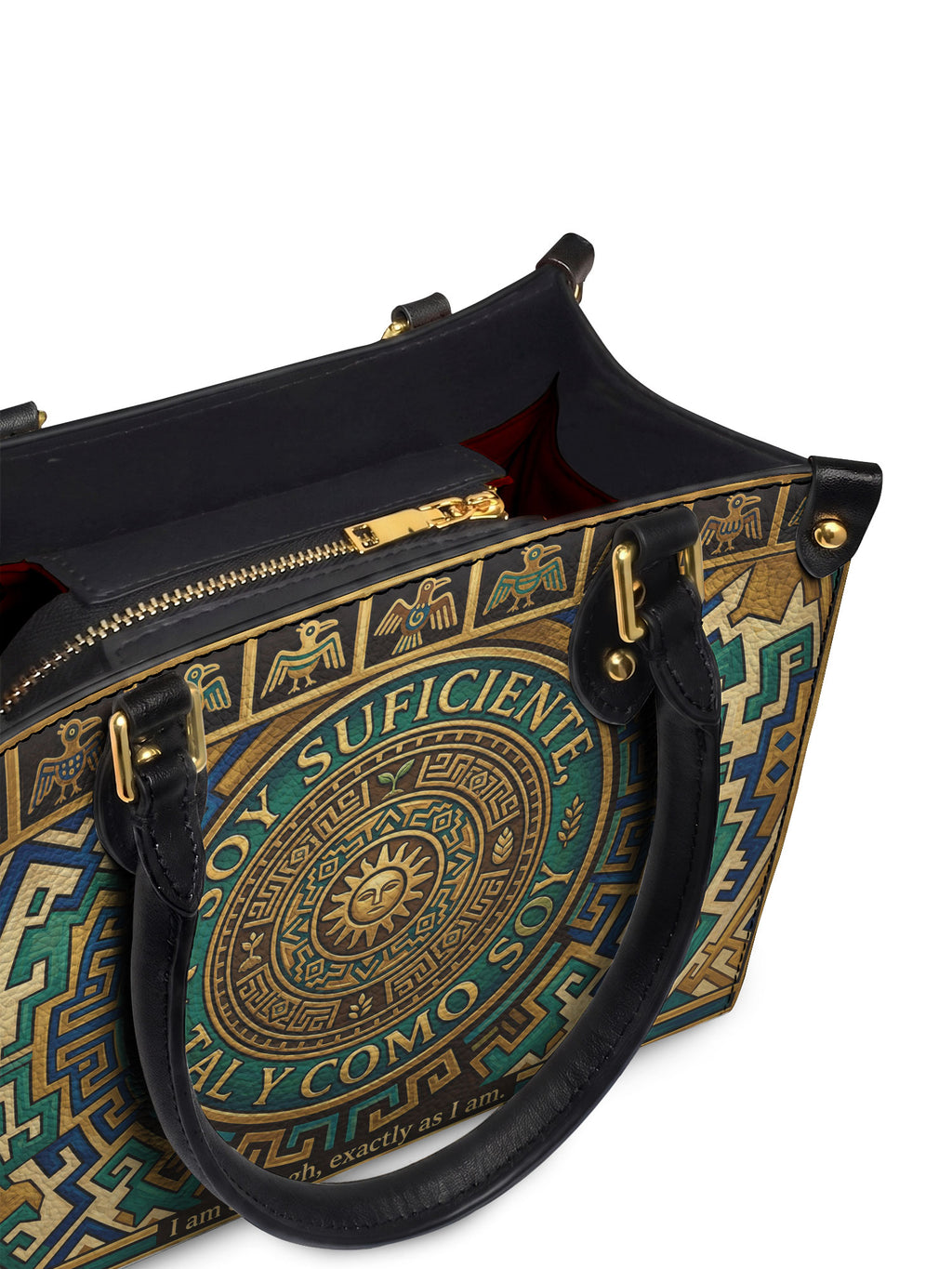 "Soy suficiente, tal y como soy" ver.10 Small Leather Handbag - detail | Paleta Bags