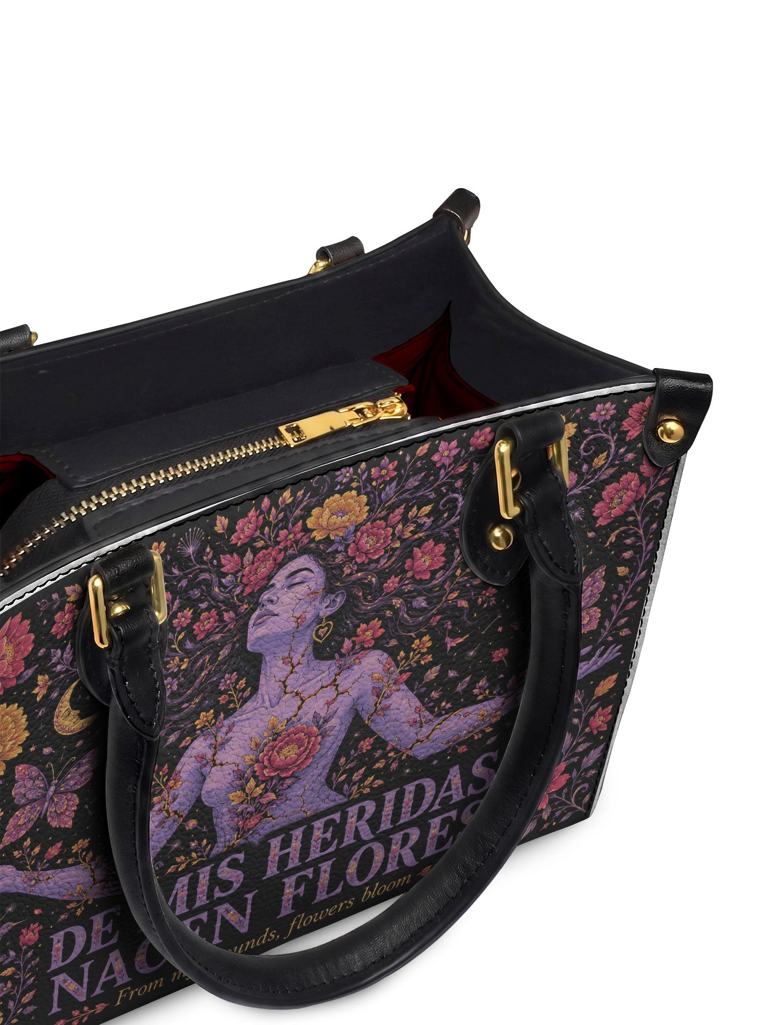 "De mis heridas nacen flores" ver.5 Small Leather Handbag - detail | Paleta Bags