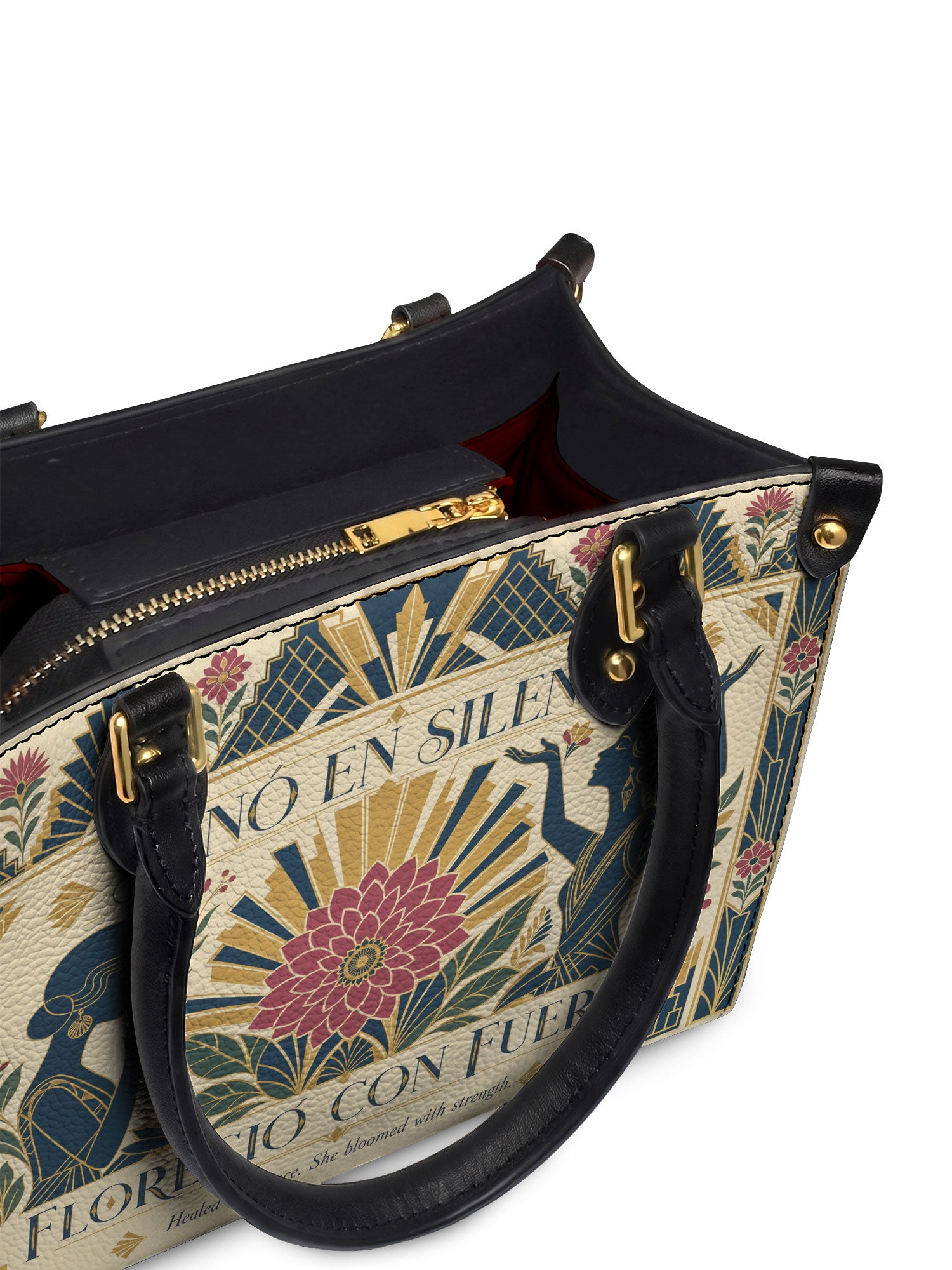 "Sanó en silencio, floreció con fuerza" ver.3 Small Leather Handbag - detail | Paleta Bags