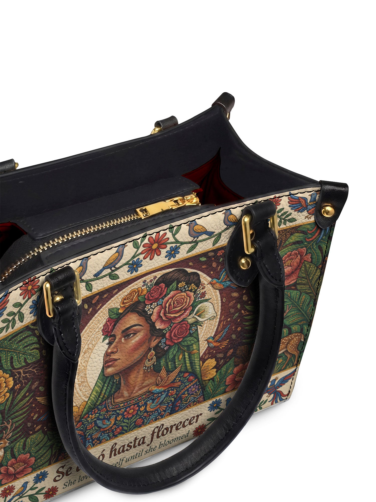 "Se amó hasta florecer" ver.8 Small Leather Handbag - detail | Paleta Bags