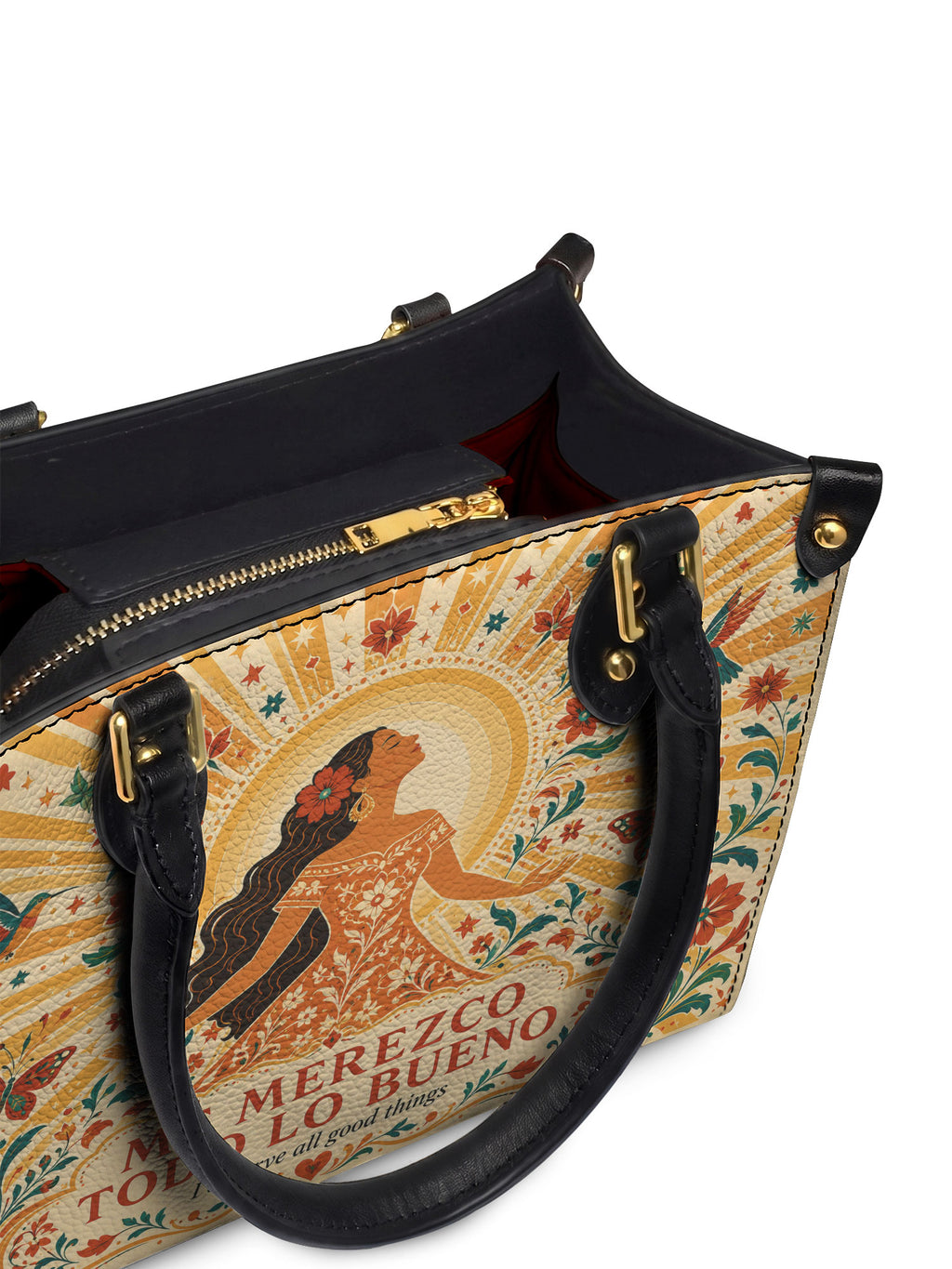 "Me merezco todo lo bueno" ver.4 Small Leather Handbag - detail | Paleta Bags