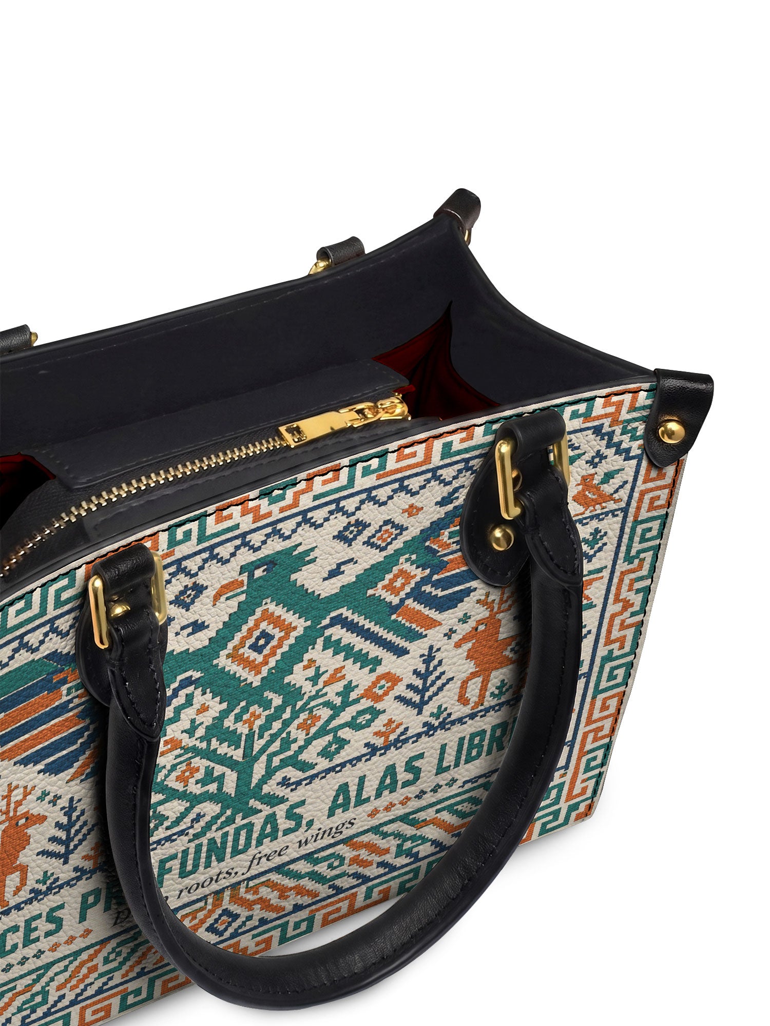 "Raíces profundas, alas libres" ver.4 Small Leather Handbag - detail | Paleta Bags