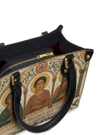"Llevada por mujeres que inspiran" ver.1 Small Leather Handbag - detail | Paleta Bags
