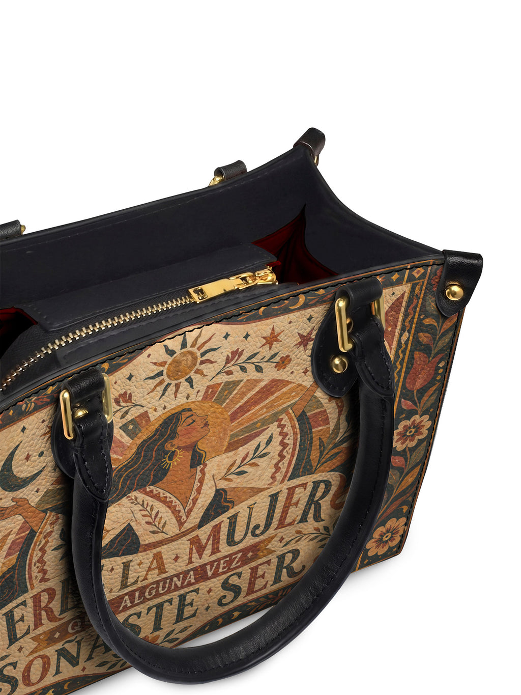 "Eres la mujer que alguna vez soñaste ser" ver.1 Small Leather Handbag - detail | Paleta Bags